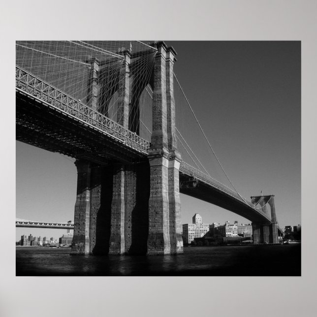 Poster Black White Brooklyn Bridge New York (Devant)