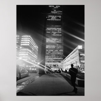 Poster Black & White City Lights