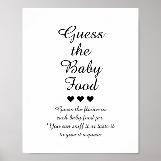 Poster Black & White Guess the Baby Food Game (Devant)