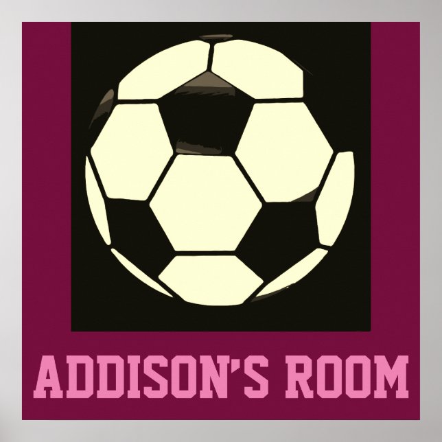Poster Black White Maroon rose balle de soccer Nom person (Devant)
