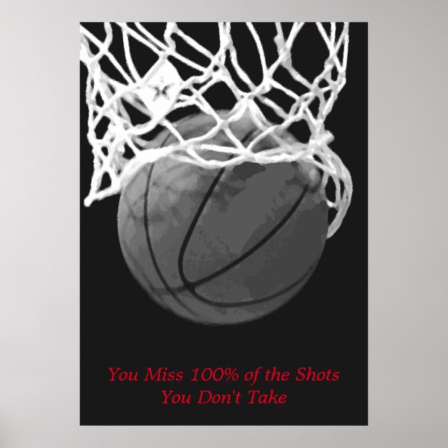Poster Black White Motivation Basketball Sport (Devant)