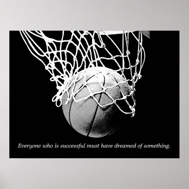 Poster Black White Motivational Success Dream Basketball (Devant)