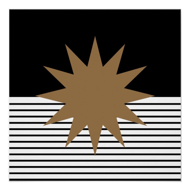 Poster Black White Op Art Brown Sun (Devant)