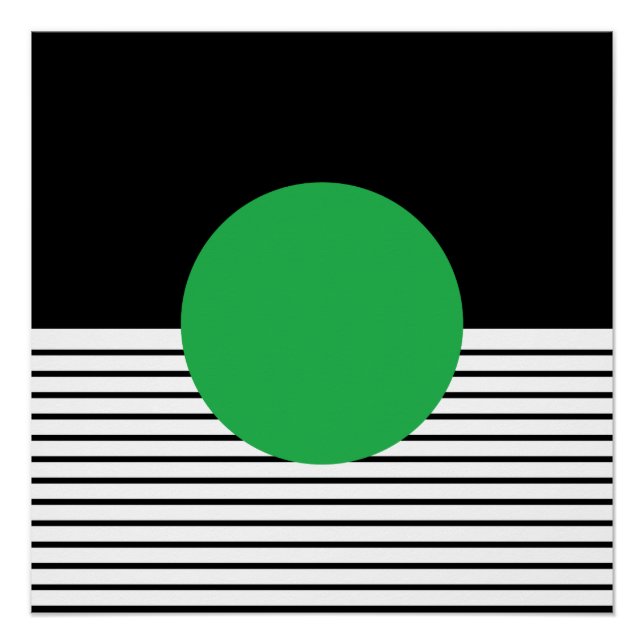 Poster Black White Op Art Cercle vert (Devant)