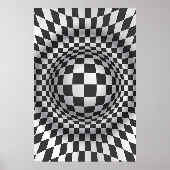 Poster Black white op art illusion optique impression/aff (Devant)