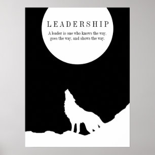 Poster Black White Pop Art Leadership Wolf Howling
