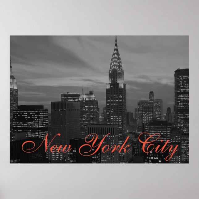 Poster Black & White Retro Pop Art New York City (Devant)