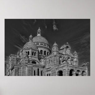 Poster Black White Sacré Coeur Paris Europe Travel