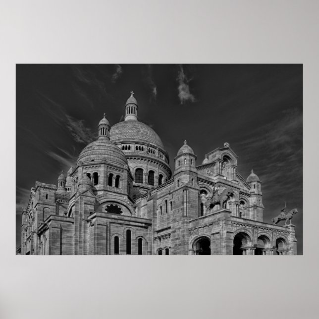 Poster Black White Sacré Coeur Paris Europe Travel (Devant)