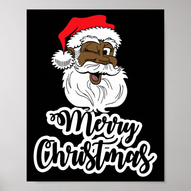 Poster Black winking père Noël joyeux noël amérique afric (Devant)