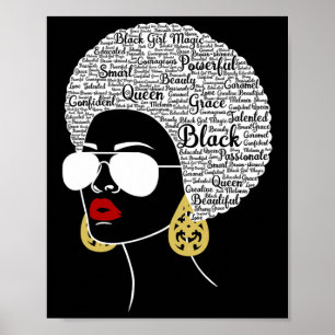 Poster Black Woman Afro-American Black History Moth Prid
