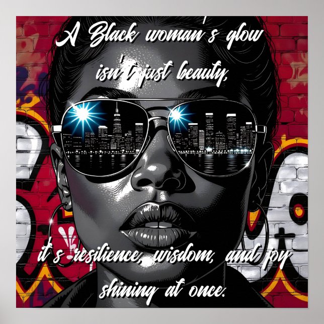Poster Black Women's Quote | City Skyline in Sunglasses (Devant)