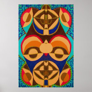 Poster BlackArt en couleur - Art Mascotte Africain