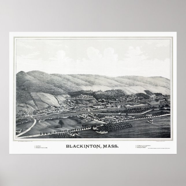 Poster Blackinton, MA Carte panoramique - 1889 (Devant)