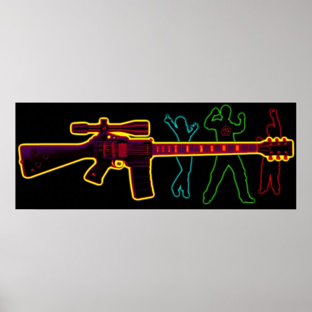 Poster Blacklight de la guitare d'assaut (Devant)