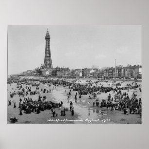 Poster Blackpool Tower & promenade, Angleterre c 1905