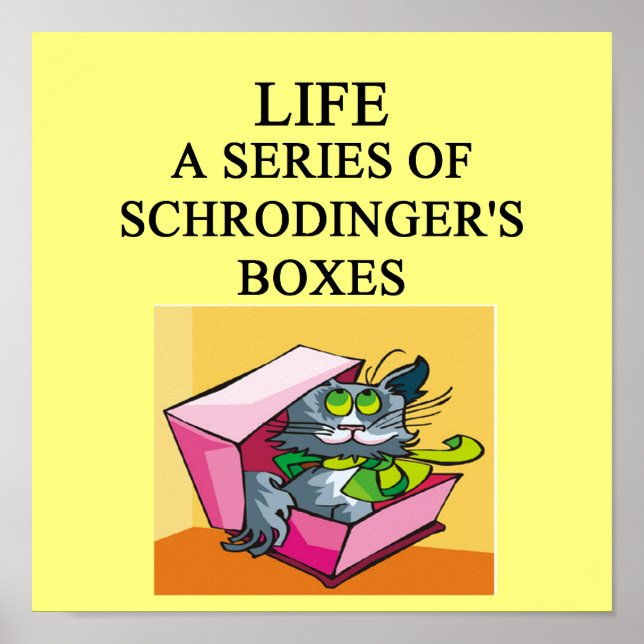 Poster blague de la boîte à chat de schrodinger (Devant)