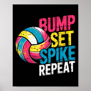 Poster Blague drôle de Volleyball Bump Set Spike Joueur e