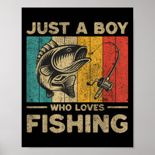 Poster Blagues de pêche drôles vintage garçons pêcheur B