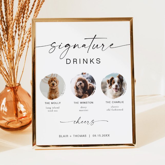 Poster BLAIR Minimalist Boho 3 Photo Pet Signature Boire (Créateur téléchargé)