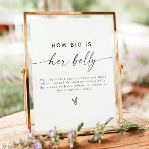 Poster BLAIR Modern How Big is Her Belly Baby shower Jeu