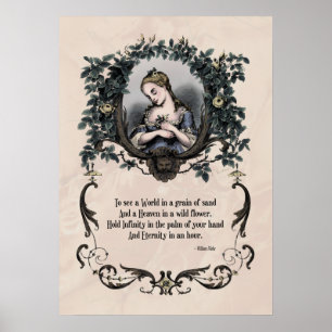Poster Blake "To See a World" Victorian Poetry Art 20x28