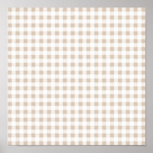Poster Blanc beige En vichy Motif