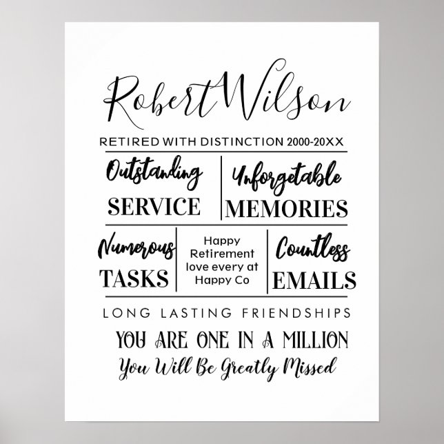 Poster blanc de retraite personnalisée Imprimer (Devant)