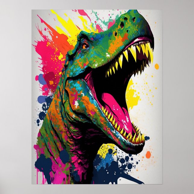Poster blanc Dinosaur T Rex (Devant)