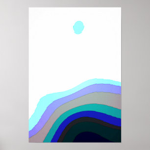 Poster Blanc Et Bleu Art Abstrait 920
