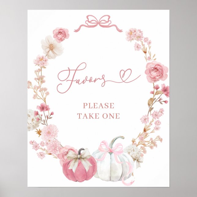 Poster blanc et rose Petits Citrouilles favoris (Devant)