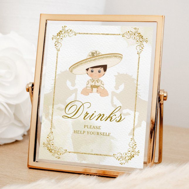 Poster Blanc Gold Mexicain Boy Baptême 1er Anniversaire B (Créateur téléchargé)