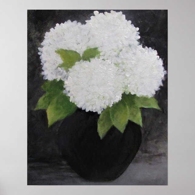 Poster BLANC HYDRANGEAS Imprimer, papier d'affiche de val (Devant)