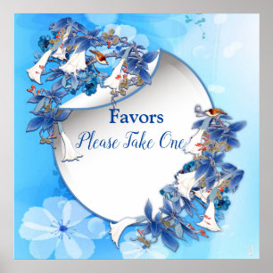 Poster Blanc Illustré Aquarelle Fleur de lune Faveurs