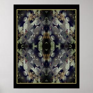 Poster Blanc Lacecap Hydrangea Floral Abstrait