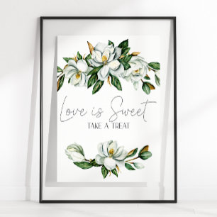 Poster Blanc Magnolia Floral Mariage L'amour est doux Fav