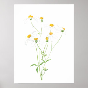 Poster blanc noir fleurs 2