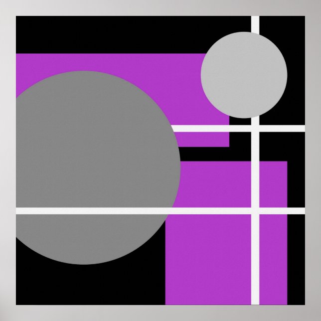 Poster Blanc noir violet moderne - toile MS0001 (Devant)