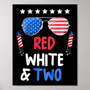 Poster Blanc Rouge Et Deux Anniversaires 4 juillet Indepe