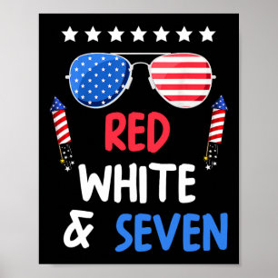 Poster Blanc Rouge Et Sept 7E Anniversaire 4 juillet Inde