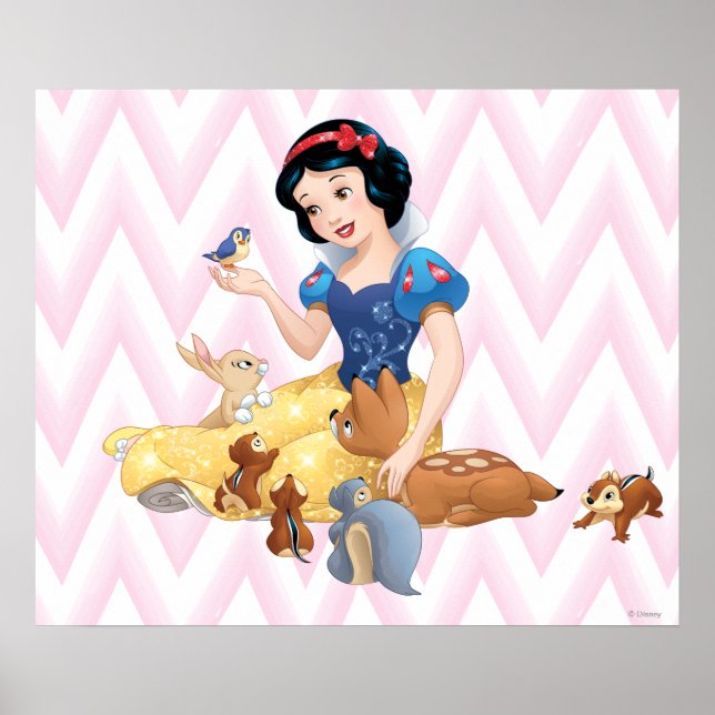 Poster Blanche-Neige et animaux de la forêt (Devant)