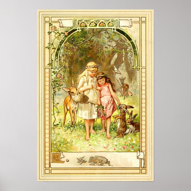 Poster Blanche-neige et Rose-rouge (Devant)