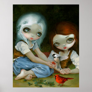 Poster Blanche neige et Rose Rouge imprimé Jasmine Becket
