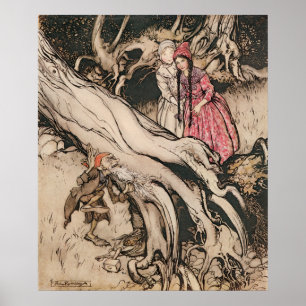 Poster Blanche neige et rouge Rose par Arthur Rackham