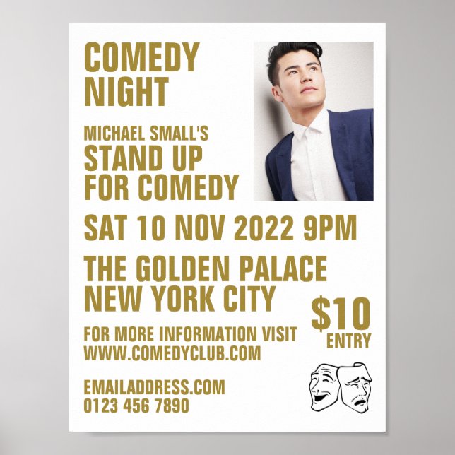 Poster Blancs & Or, Comédien, Comedy Club Advert (Devant)