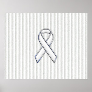 Poster Blancs sur les rayures de sensibilisation au ruban