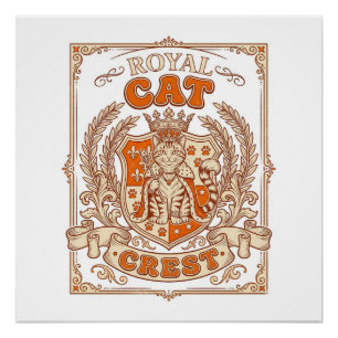 Poster Blason de chat royal Chat Héraldique Armoiries Vin