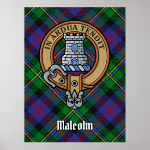 Poster Blason du clan Malcolm sur tartan