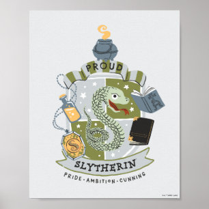 Poster Blason Slytherin fier cartoon