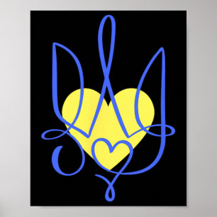 Poster Blason Trident Ukraine Cadeau Coeur 